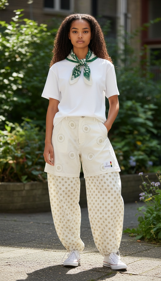 Shweshwe Wide-Leg Cargo