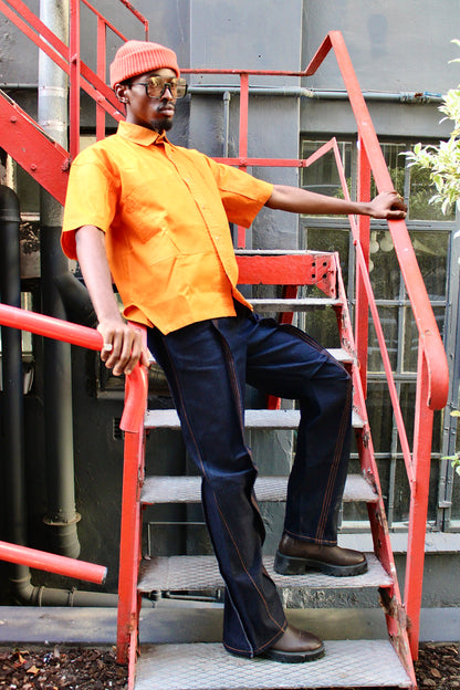 Twisted Pleat Denim Pants