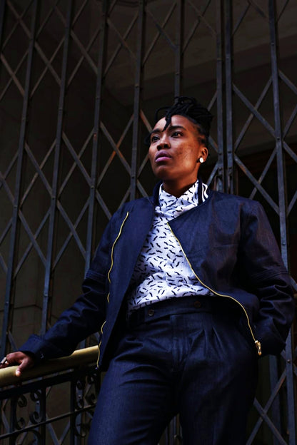 Denim Biker Jacket Suit