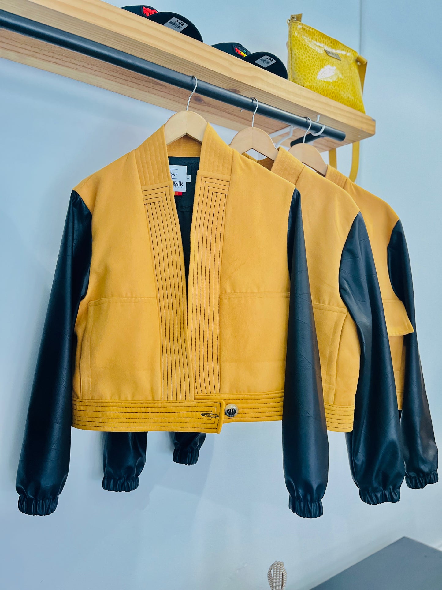 Melton-Pleather Crop Jacket