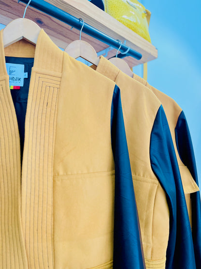 Melton-Pleather Crop Jacket