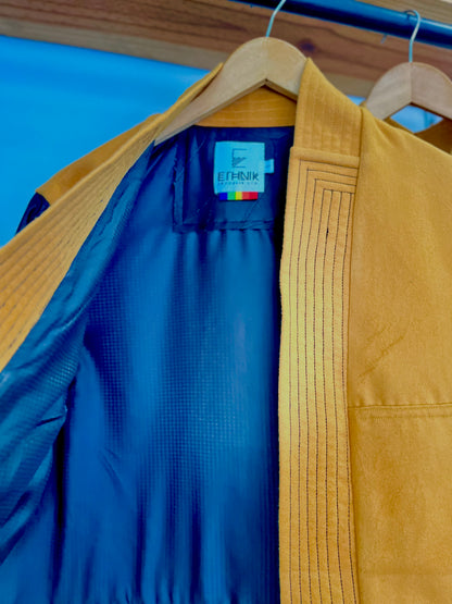 Melton-Pleather Crop Jacket