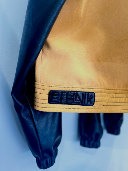 Melton-Pleather Crop Jacket