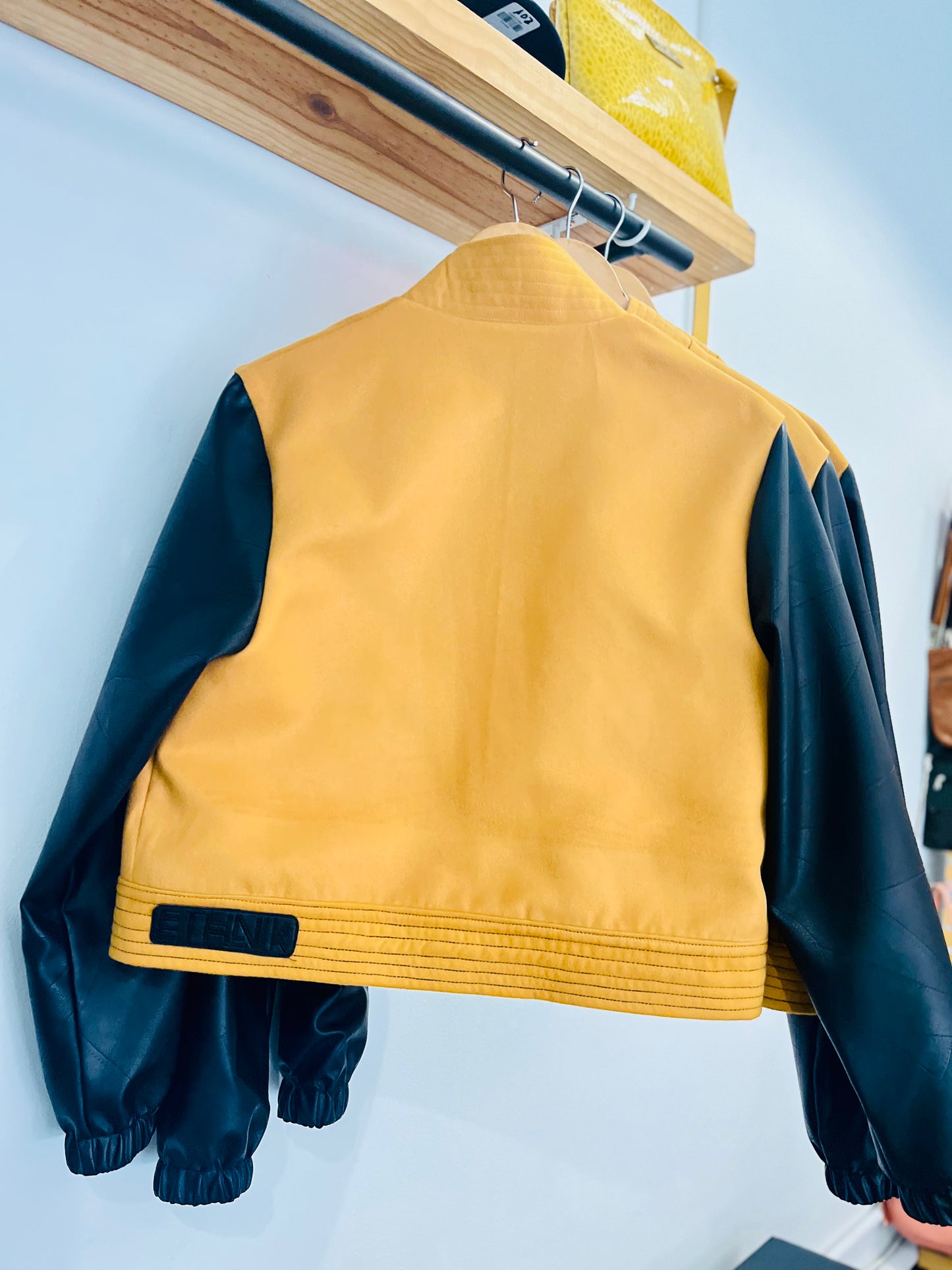 Melton-Pleather Crop Jacket